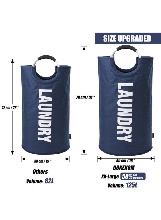 DOKEHOM 125L X-Large Collapsible Washing Laundry Basket Bag (7 Colors) for Bedroom, Fabric (Dark Blue, XL) - Image 3