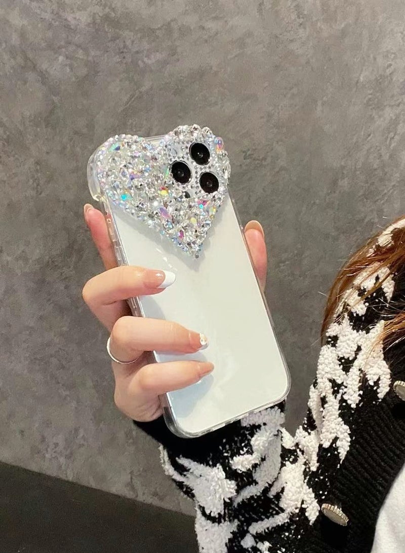Excefore Luxury Bling Rhinestone 3D Diamond Love Case Cute Glitter Sparkle Soft Silicone TPU Case Cover Compatible with iPhone 13 Pro Max - Image 3