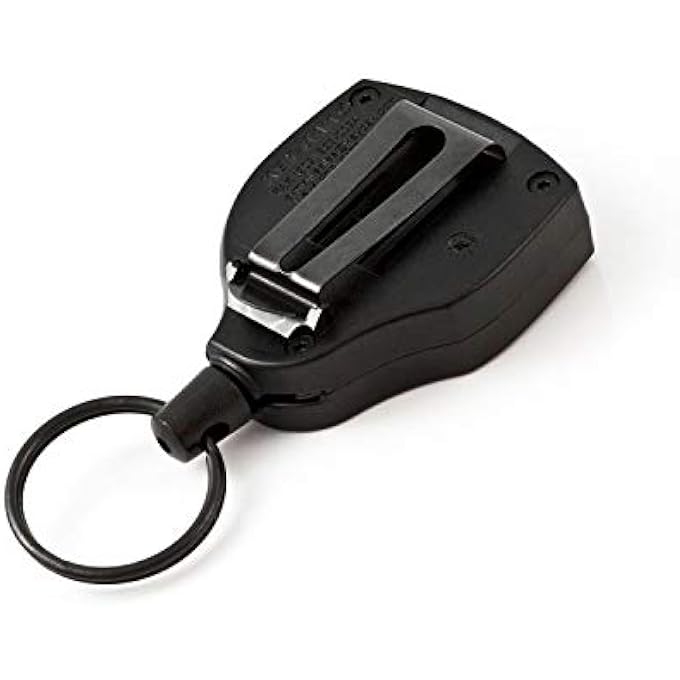 Key-Bak SUPER48 HD 8OZ. LOCKING RETRACTABLE KEYCHAIN, 48" STAINLESS STEEL CABLE, BLACK POLYCARBONATE CASE, STEEL BELT CLIP, OVERSIZED SPLIT RING - Image 3