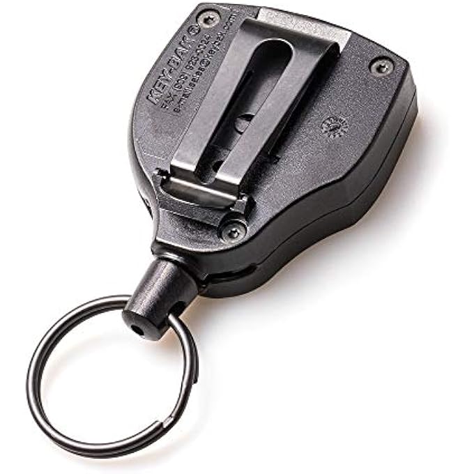 Key-Bak SUPER48 HD 8OZ. LOCKING RETRACTABLE KEYCHAIN, 48" STAINLESS STEEL CABLE, BLACK POLYCARBONATE CASE, STEEL BELT CLIP, OVERSIZED SPLIT RING - Image 4