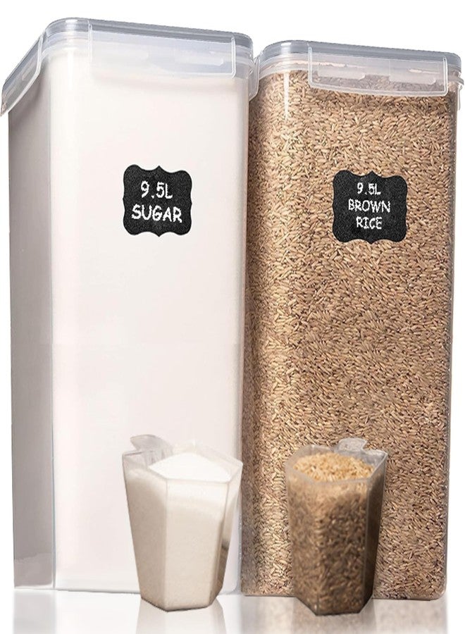 Shazo 2 PC (9.5L | 321 Oz) Extra Large Bulk Food Storage Containers with Airtight Lids for Flour, Sugar, Rice, Cereal & Pasta - Leakproof, BPA-Free Plastic Canisters for Kitchen & Pantry Organization - Image 1