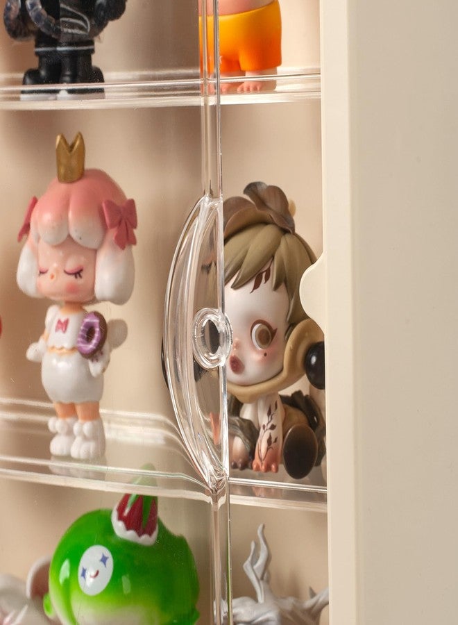 DEAMACE Clear Display Case for Figures, Wall Mounted Clear Display Box, 3 Tiers Adjustable Acrylic Display Box Stand with Magnetic Door for Mini Action Figures Pop Mart Collectibles, Cream - Image 2