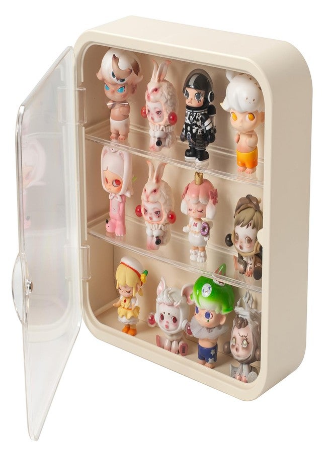 DEAMACE Clear Display Case for Figures, Wall Mounted Clear Display Box, 3 Tiers Adjustable Acrylic Display Box Stand with Magnetic Door for Mini Action Figures Pop Mart Collectibles, Cream - Image 3