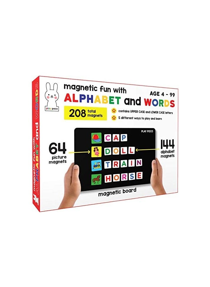 Play Panda - Play Poco Magnetic Fun With Alphabet And Words - With 64 Picture Magnets, 144 Letter Magnets (Capital & Small), Magnetic Board And Spelling Guide, Red, Pc003 - Image 1