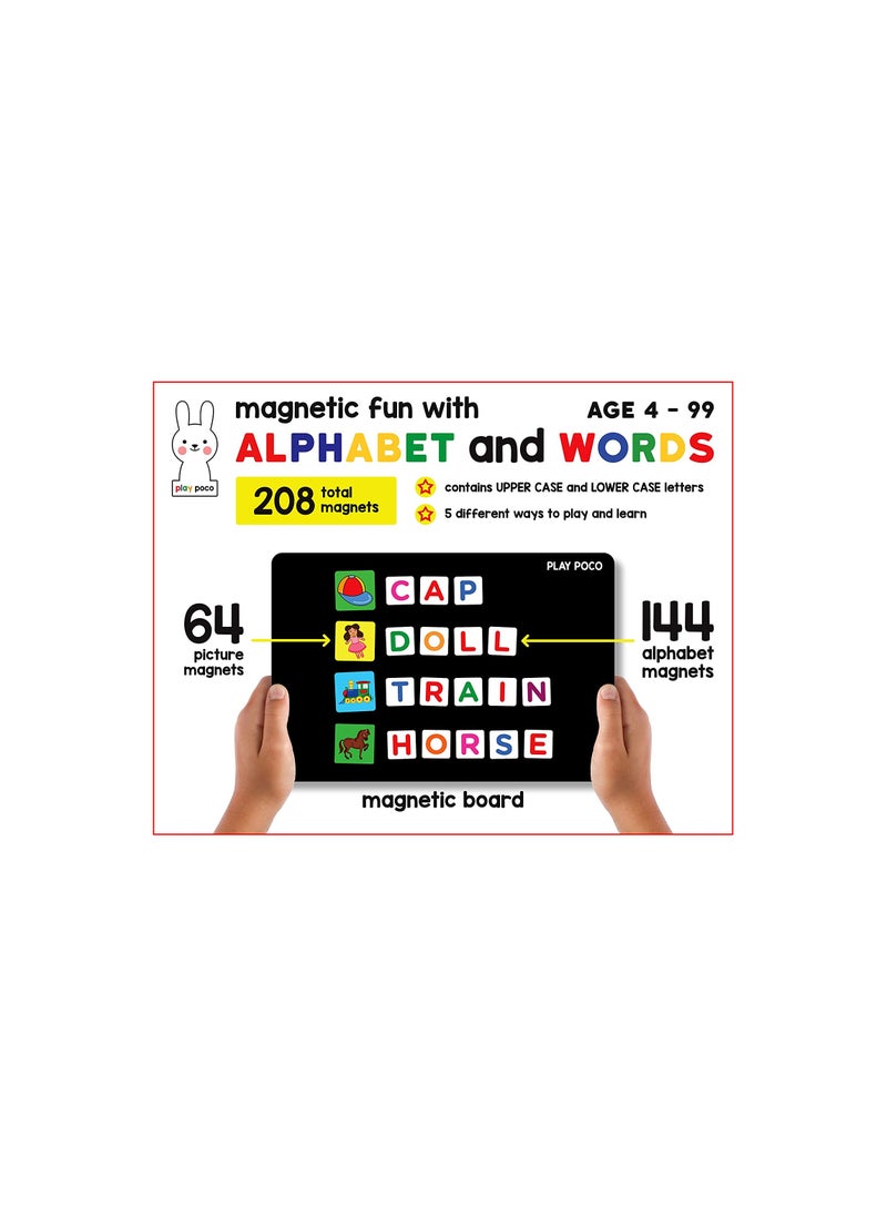 Play Panda - Play Poco Magnetic Fun With Alphabet And Words - With 64 Picture Magnets, 144 Letter Magnets (Capital & Small), Magnetic Board And Spelling Guide, Red, Pc003 - Image 1