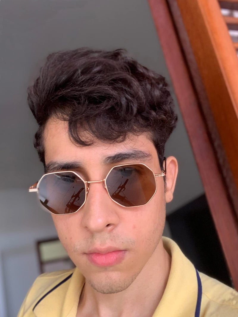 PORADAY Square Sunglasses for Women Men Retro Octagon Metal Sun Glasses Vintage Polygon Shades (Gold/Gray) - Image 3