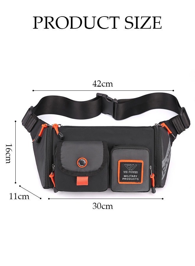 DUNISO Compact Waist Bag for Men Waterproof Crossbody Bag Multipurpose Chest Shoulder Bag with Buckle Multi-pocket Everyday Carry Bag Sling Bag for Travel Work Sports - Image 4