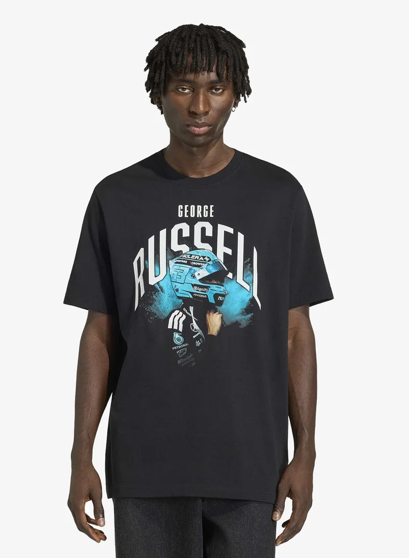 اديداس تيشيرت جرافيك جورج راسل فريق مرسيدس فورمولا