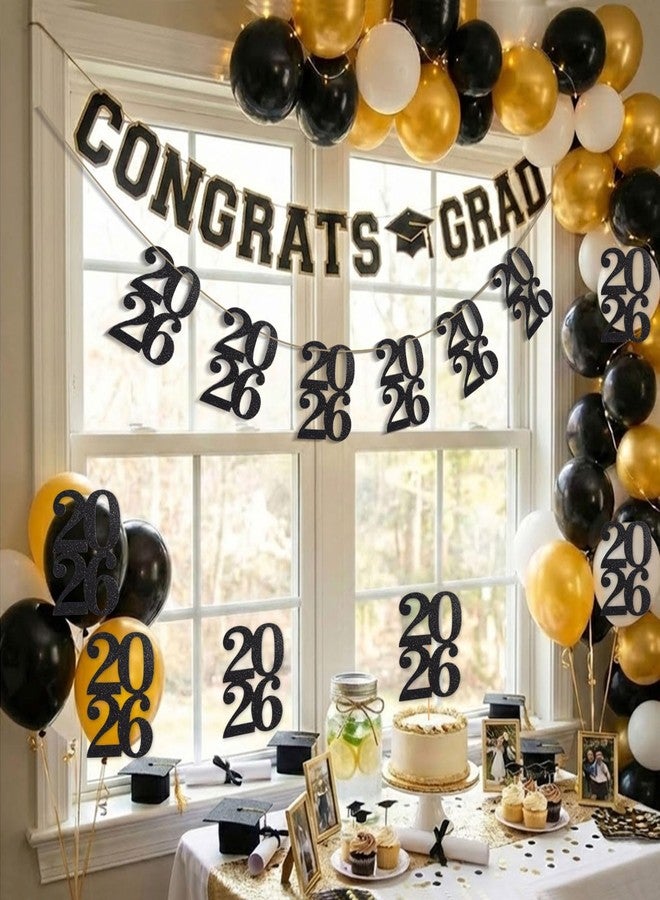 MixTeach 24 Pieces Glitter 2026 Cutouts Tags Decorations Double Side 2026 Graduation Cutouts, Centerpiece 2026 New Year Decorations for Graduation Party Supplies Favor(Black, 2026) - Image 5