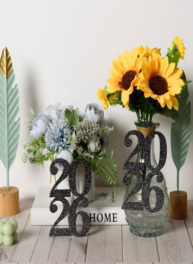MixTeach 24 Pieces Glitter 2026 Cutouts Tags Decorations Double Side 2026 Graduation Cutouts, Centerpiece 2026 New Year Decorations for Graduation Party Supplies Favor(Black, 2026) - Image 4