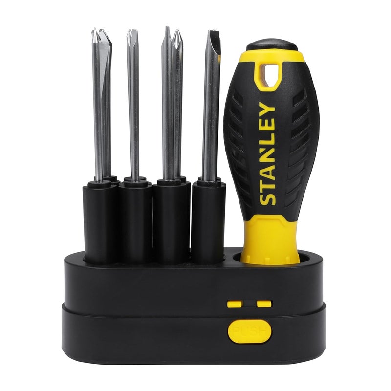 Stanley STANLEY STHT62511 9-Way Screwdriver Set with Storage Case for Home, DIY, Professional & Industrial Use Ideal for Carpentry, Construction, Mechanical, Electrical & Plumbing Tasks, YELLOW & BLACK  - Image 1