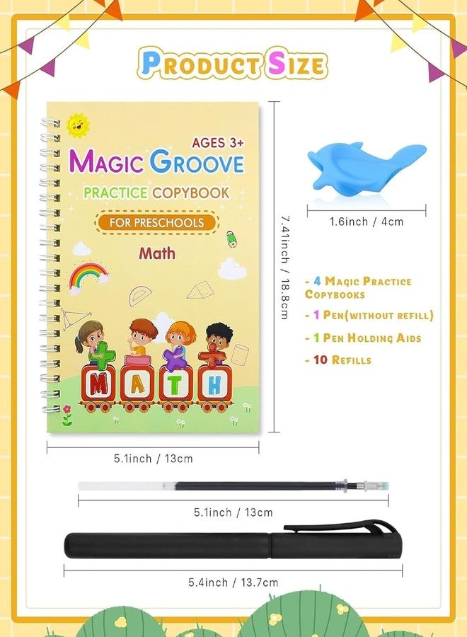 BELLOX ENTERPRISE Bellox Reusable Magic Practice Copybook with 4 Books, 10 Refills Kit for Kids, Writing Practice and Pen Control Workbook Set for Montessori, Home, Preschool (4 Books with Pens, 1) - Image 2
