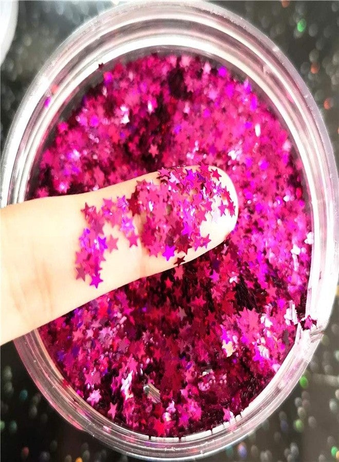 Tiny Stars Glitter Confetti 3mm Stars Confetti Laser Sequins for Party Decoration, DIY Crafts, Premium Nail Art, Body Art Eye Bling - 10g,Holographic Rose