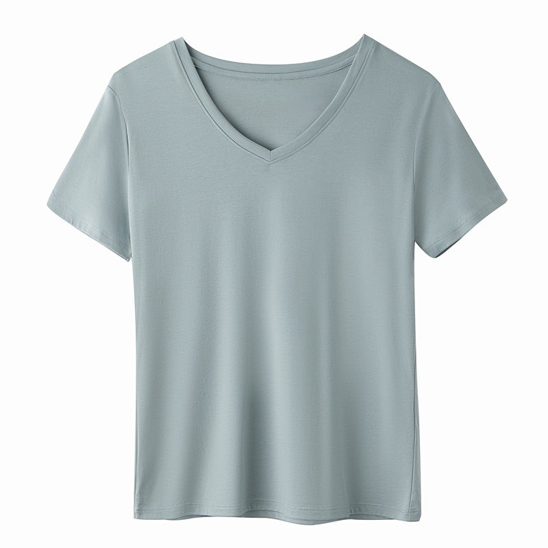 station summer new short sleeve T-shirt women''s mercerized cotton cotton V-neck T-shirt and women''s clothing K1077A - Image 1