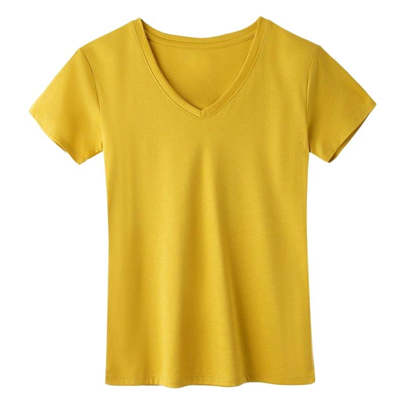 station summer new short sleeve T-shirt women''s mercerized cotton cotton V-neck T-shirt and women''s clothing K1077A - Image 2