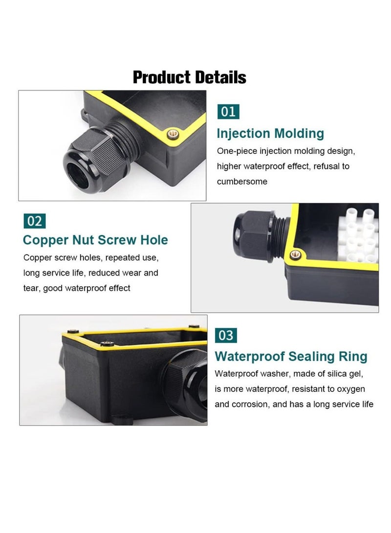 SYOSI Junction Box Outdoor Waterproof Electrical Box 3 Way Plug Line Plastic External Junction Box M25 Coaxial Wire Connector Electric Power Cord Boxes Suitable for Outdoor Lights Lighting 3way - Image 4