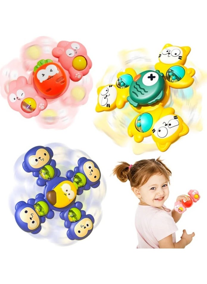 UKR UKR 3-Piece Kids Spinner Set – Suction Cup Baby Rattle Turnable Toys | Fidget Spinners for Babies & Toddlers | Sensory Play & Development Toy for Hand-Eye Coordination | Fun Interactive Baby Rattle Set  - Image 1
