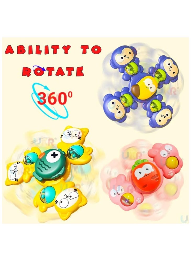 UKR UKR 3-Piece Kids Spinner Set – Suction Cup Baby Rattle Turnable Toys | Fidget Spinners for Babies & Toddlers | Sensory Play & Development Toy for Hand-Eye Coordination | Fun Interactive Baby Rattle Set  - Image 3