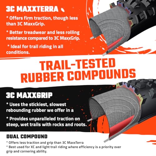 MAXXIS Minion DHR II - 3C MaxxTerra - 26, 27.5, 29 - DH, EXO+, DD, EXO - E50 Rating, Tubeless | Excellent Braking and Cornering Traction in Steep Terrain, Size 27.5x2.80-3CT, EXO+, E25 - Image 4