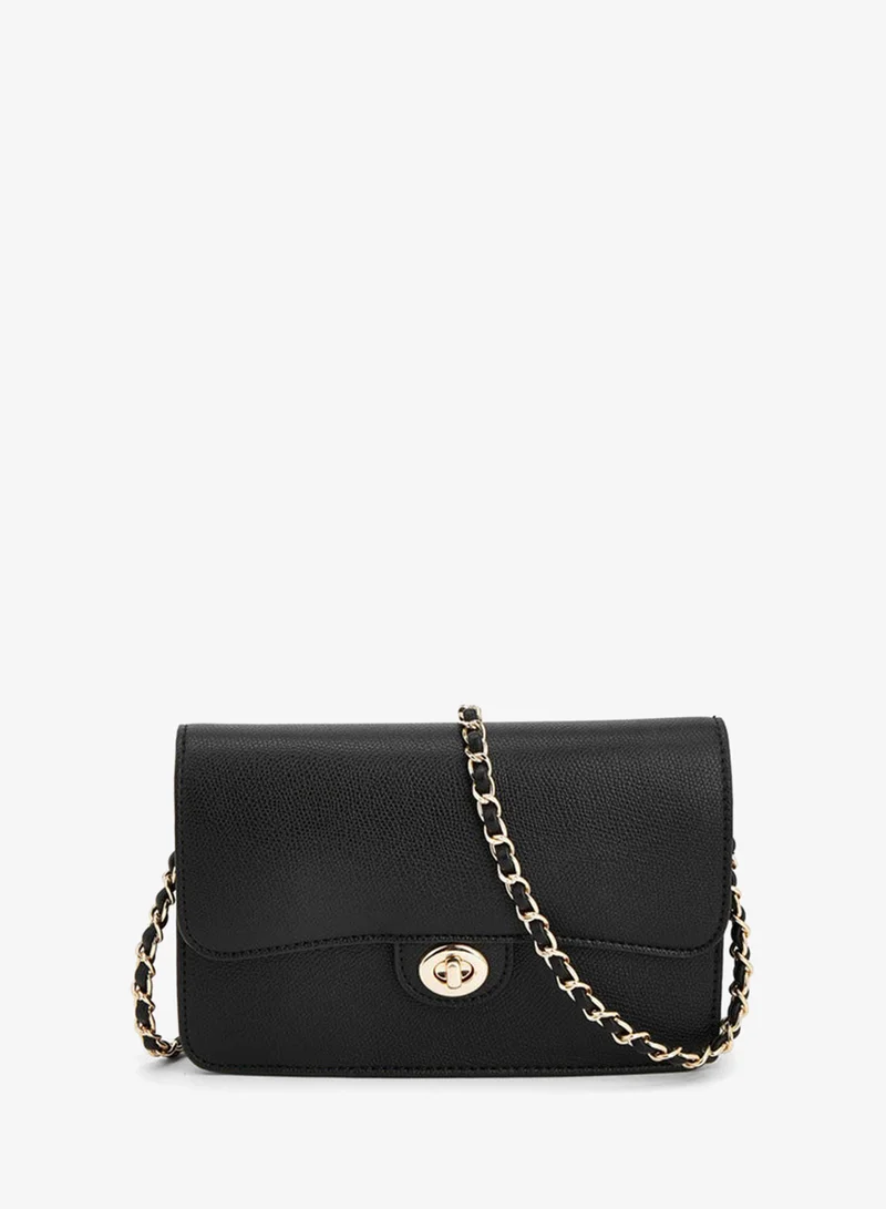 Solid Color Crossbody Bag With Twist Lock Closure