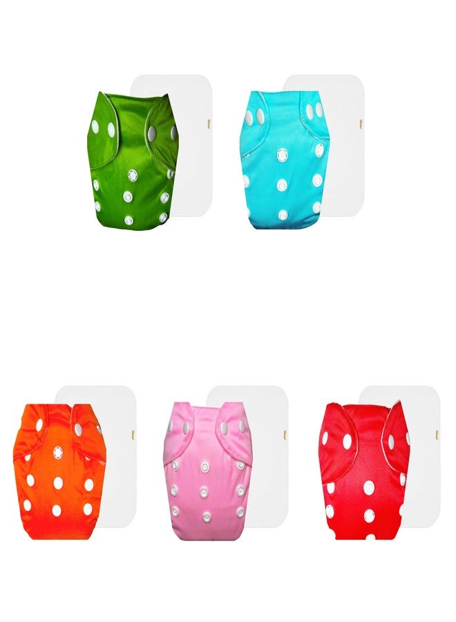 Dumbledo Lite Cloth Diaper with Cotton Insert (Pack of 5) | Dry Feel and Comfortable | Breathable | Adjustable Snaps | Ideal for Toddlers | 3 Months - 2 Years | Unisex Baby - Image 1