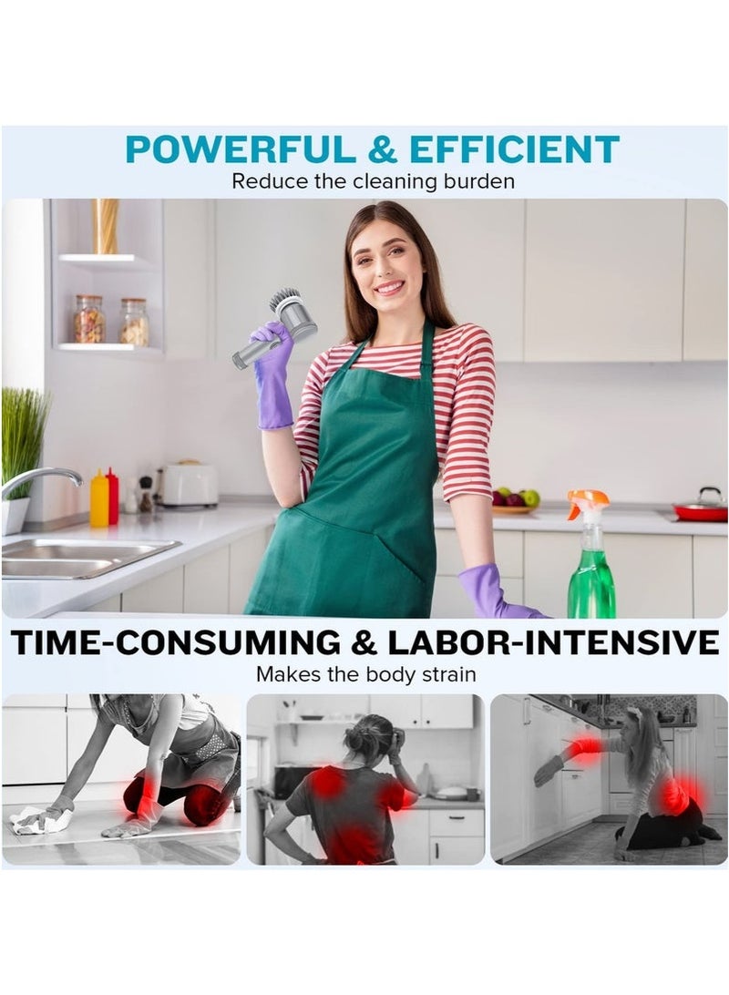 Bukela Electric Spin Scrubber, Electric Cleaning Brush with 6 Replaceable Brush Heads, Handheld Electric Shower Scrubber for Bathtub, Floor, Wall, Tile, Toilet - Image 5