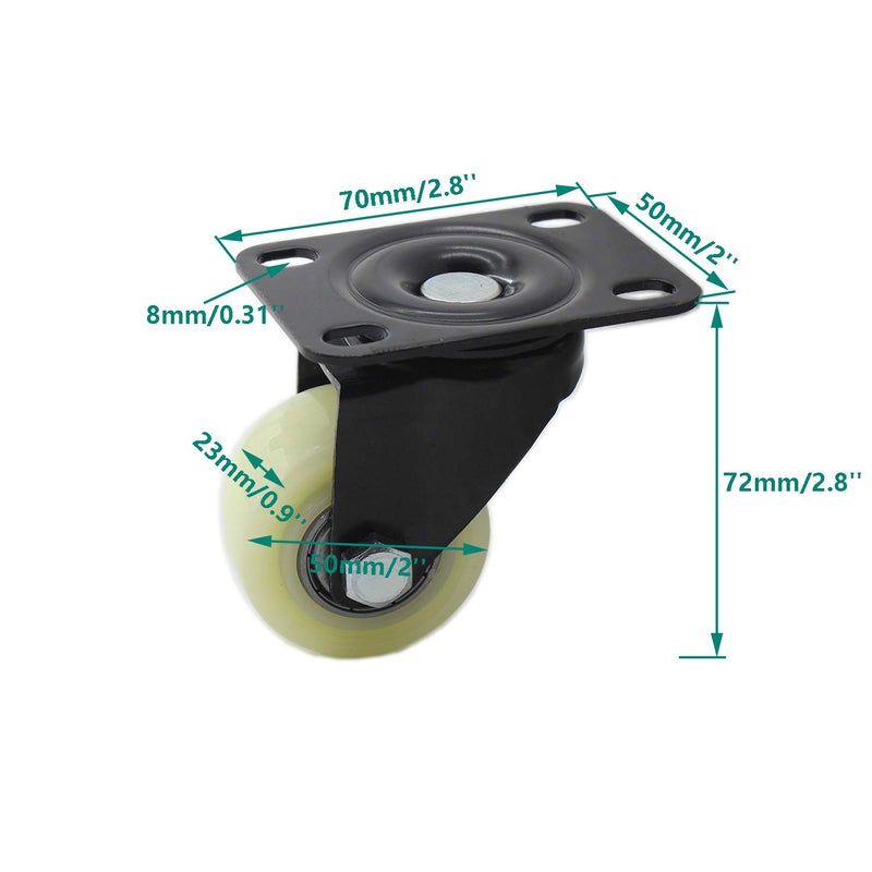 Heavy Duty 2 Inch Swivel Caster Wheels With Brake Locking Plate Casters White Pack Of 4 - Image 3