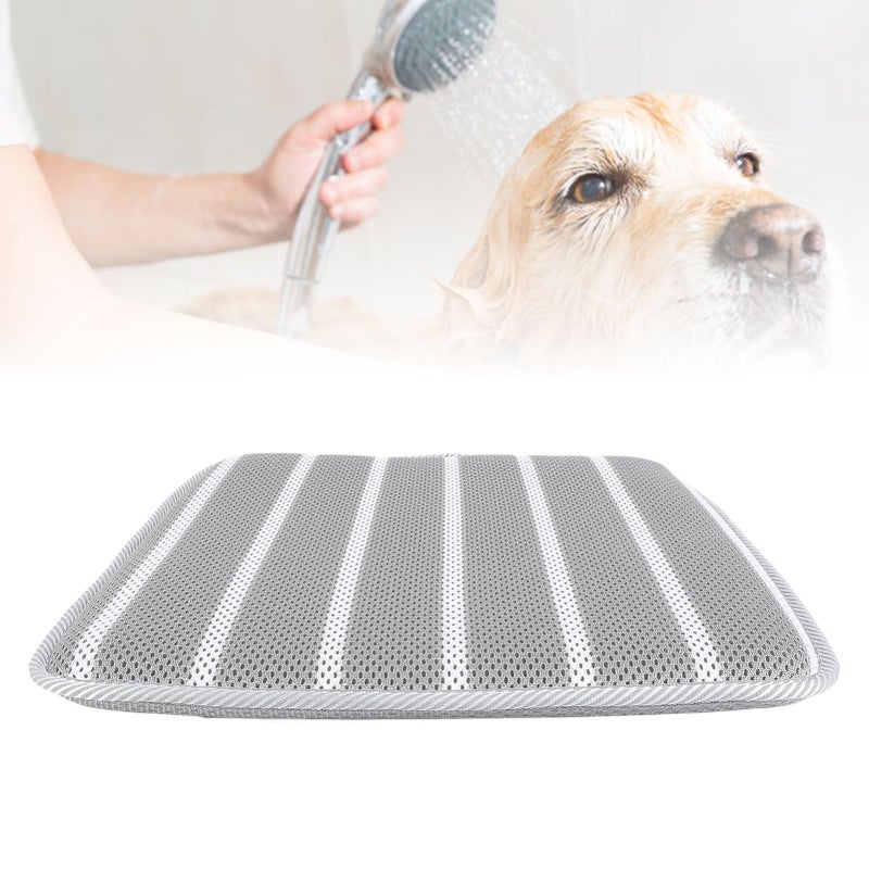 Shower Seat Cushion Soft 4D Mesh Fabric Breathable Shower Chair Pad Gray White Striped for Shower Benches Sitting - Image 2
