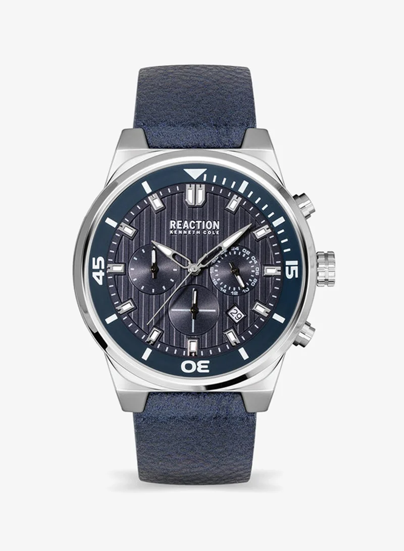 Kenneth Cole Reaction Chronograph Gents Watch With Blue Synthetic Leather Strap 47mm - KRWGF2192702