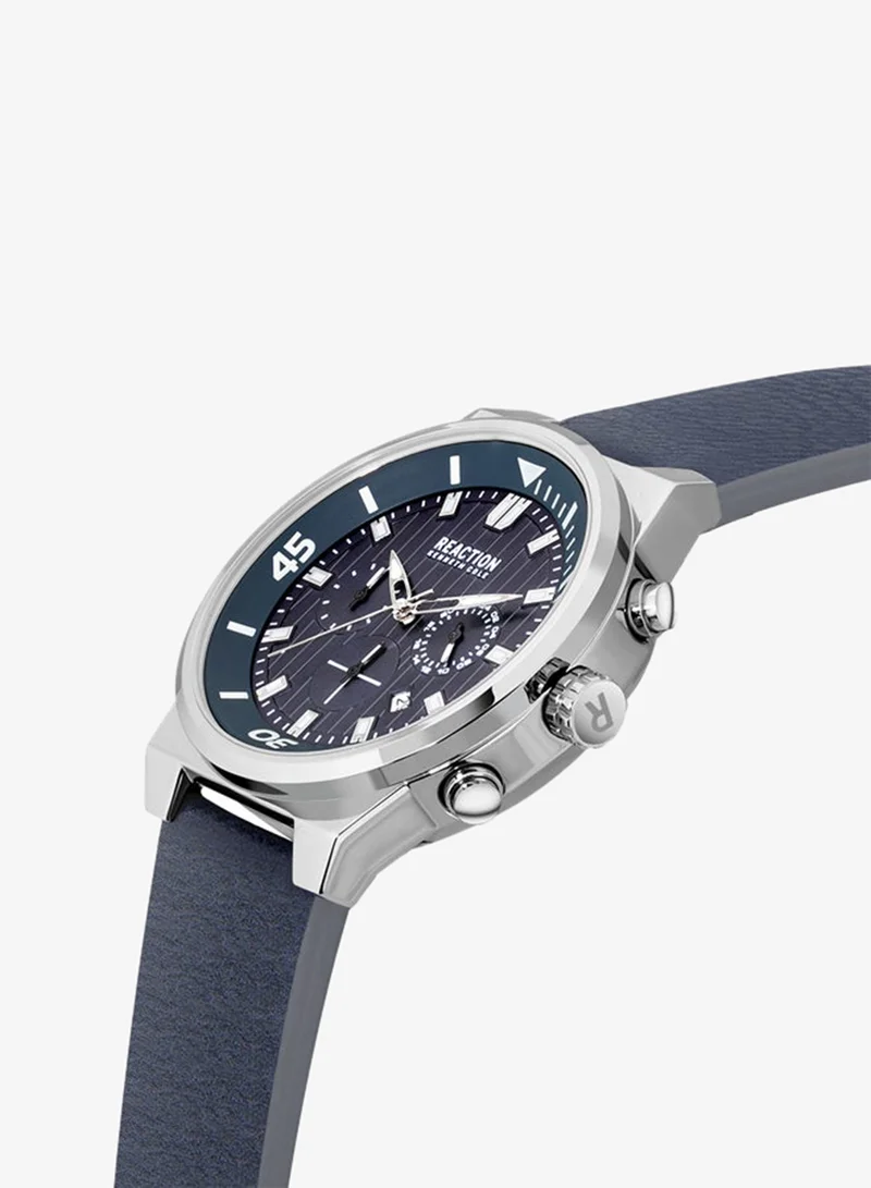 Kenneth Cole Reaction  Kenneth Cole Reaction Chronograph Gents Watch With Blue Synthetic Leather Strap 47mm - KRWGF2192702 for Men | Best Price UAE