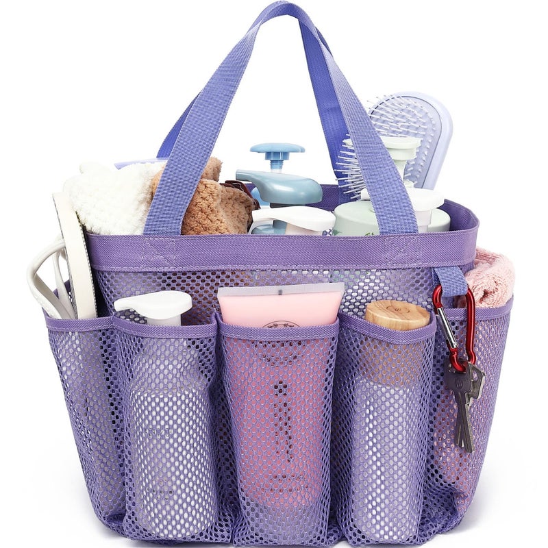 Fammart Mesh Shower Caddy Portable for College Dorm Room Essentials Odorless Polyester Large Shower Tote Bag with Dual Handles 8Pocket QuickDry Toiletry Organizer for Travel Beach Camping Gym - Image 2