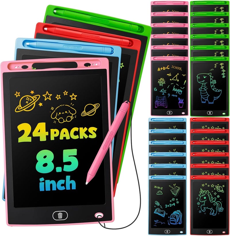 24 حزمة من ألواح الكتابة LCD للأطفال، لوحة رسم قابلة للمسح وإعادة الاستخدام للأطفال الصغار بحجم 8.5 بوصة، لوحة رسم تعليمية مثالية كلعبة تعلم للأعمار من 3 إلى 8 سنوات، هدية للأولاد والبنات - Image 1