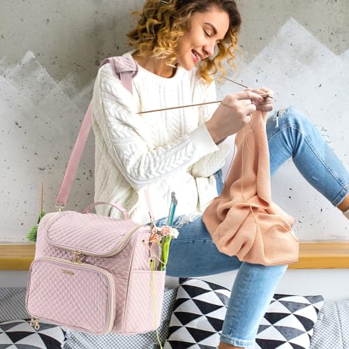 MYBAGZING Crochet Bag Organizer - Quilted Storage Bag with Hanging Hook, Ideal for Knitting & Crochet Accessories - Image 5