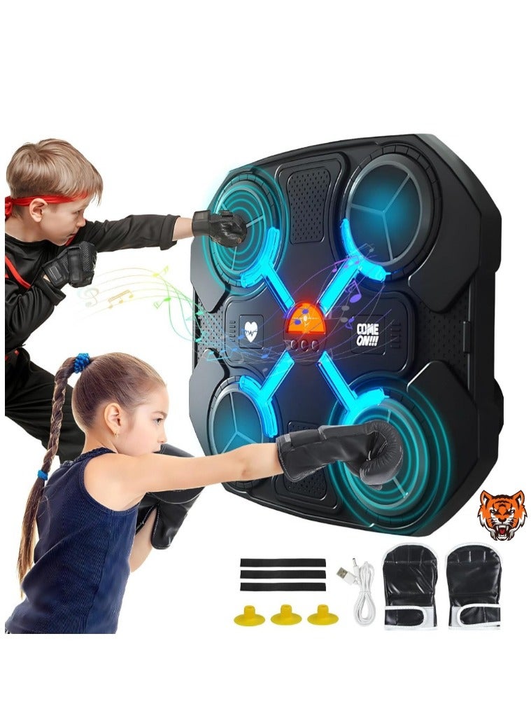 TIGER آلة ملاكمة موسيقية LED للأطفال – هدف ملاكمة ذكي مثبت على الحائط مع مدرب تفاعلي، تشمل قفازات الملاكمة، هدية مثالية للأطفال - Image 1