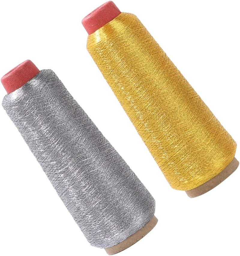 خيوط التطريز الذهبية 2 لفة خيوط التطريز المتقاطع لتزيين اليد وآلة الكمبيوتر - Image 2