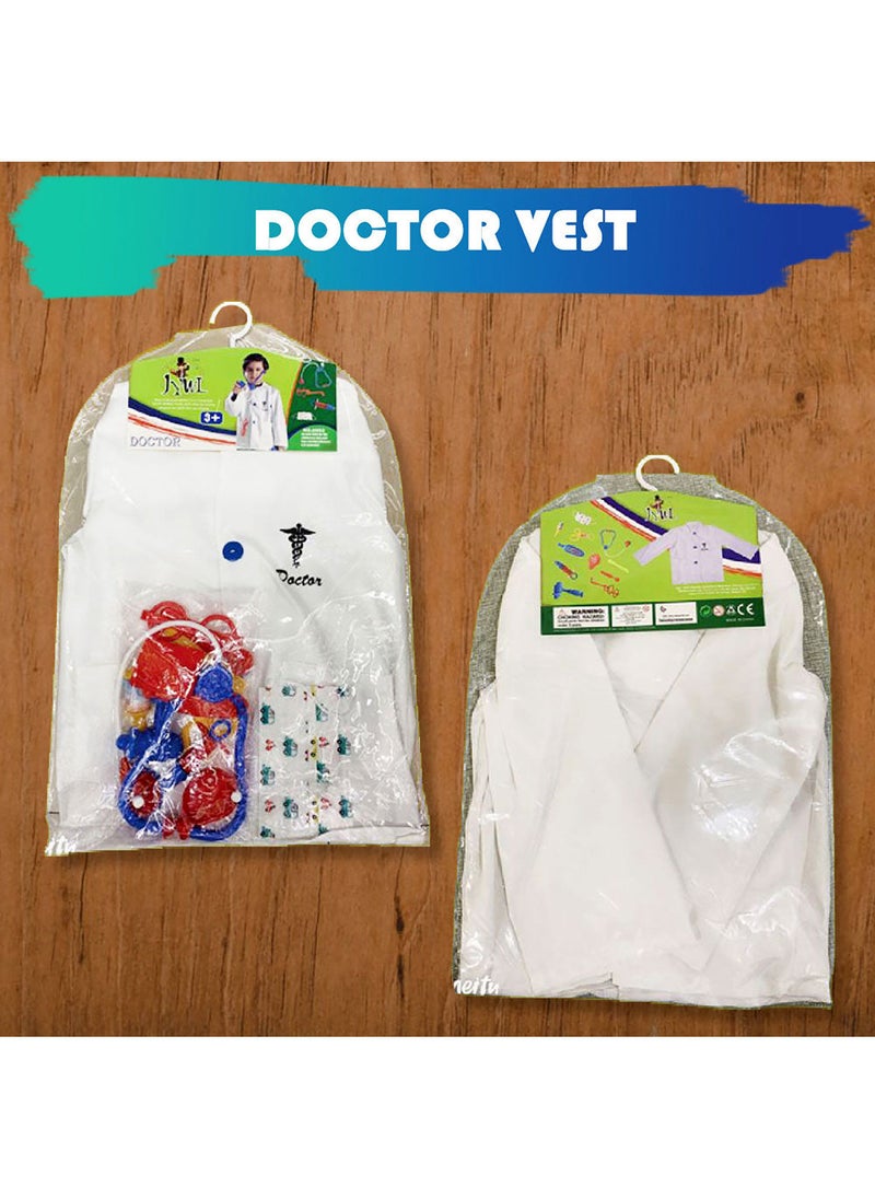 Kidwala doctor costume dress up set, white coat doctor outfit with realistic tool accessories glasses, face mask, drops, syringe & thermometer doctor tools educational costume for boys & girls - Image 3