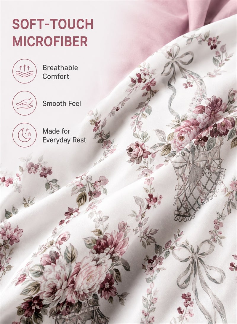 GOLDEN HOME طقم سرير ملكي 220x240 سم - 6 قطع من غطاء اللحاف الفاخر بلمسة ناعمة وقابل للتنفس - 1 غطاء لحاف، 1 ملاءة مشدودة، 4 أغطية وسائد، قابل للتنفس ومريح وناعم (الحشوة غير مشمولة) - Image 3