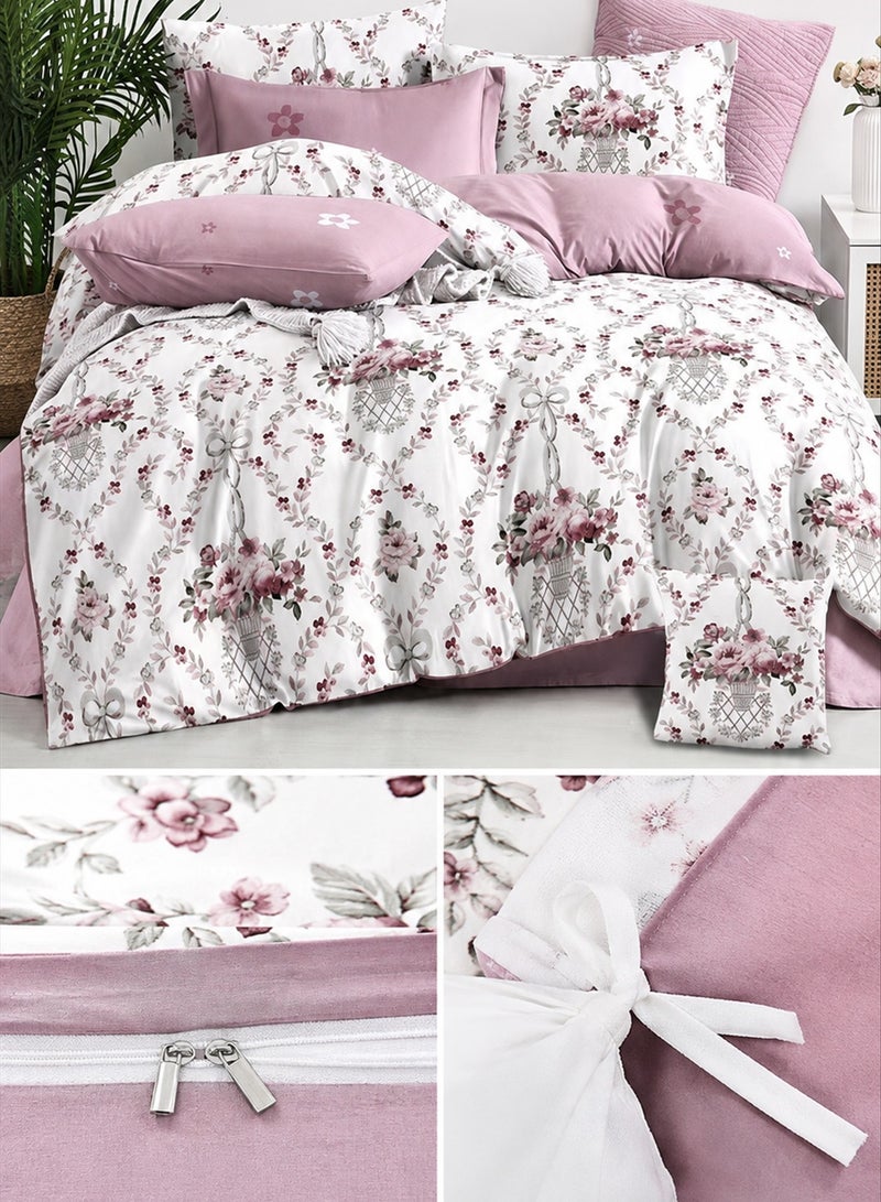 GOLDEN HOME طقم سرير ملكي 220x240 سم - 6 قطع من غطاء اللحاف الفاخر بلمسة ناعمة وقابل للتنفس - 1 غطاء لحاف، 1 ملاءة مشدودة، 4 أغطية وسائد، قابل للتنفس ومريح وناعم (الحشوة غير مشمولة) - Image 4