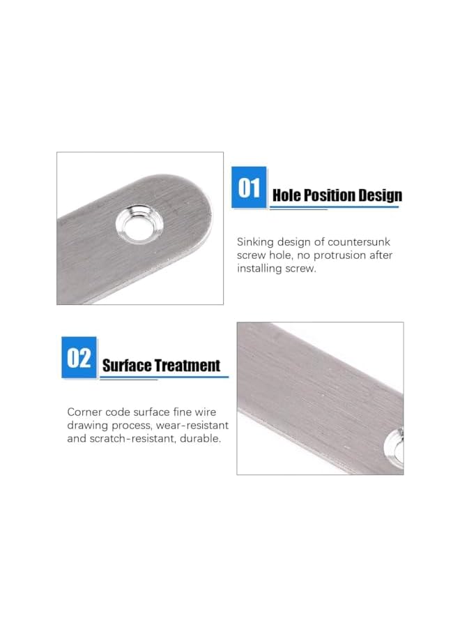 promass Flat Straight Brace,10 PCS 75x16mm Stainless Steel Straight Corner Brace Brackets, Mending Plates Repair Fixing Brackets with 40 Screws, Suitable for Fixing Various Wooden Furniture - Image 2