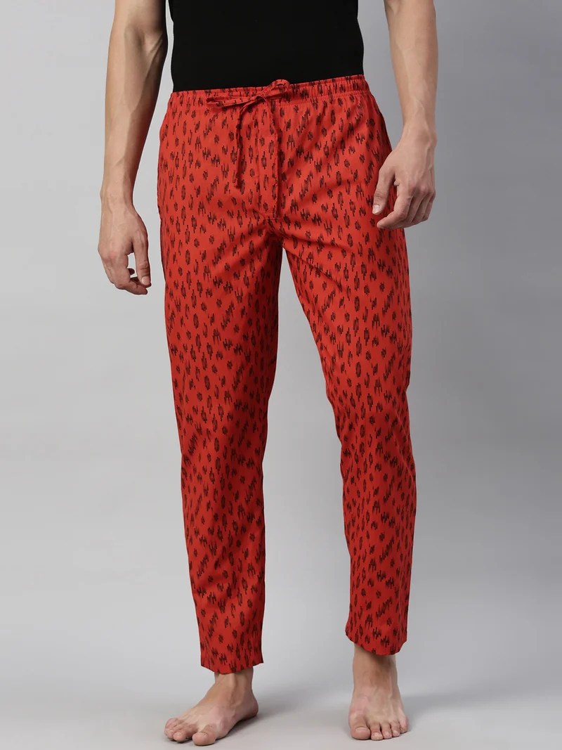 جوفن Men Rust Printed Lounge Pant