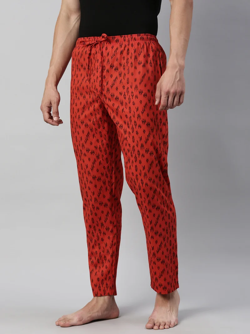 Joven Men Rust Printed Lounge Pant
