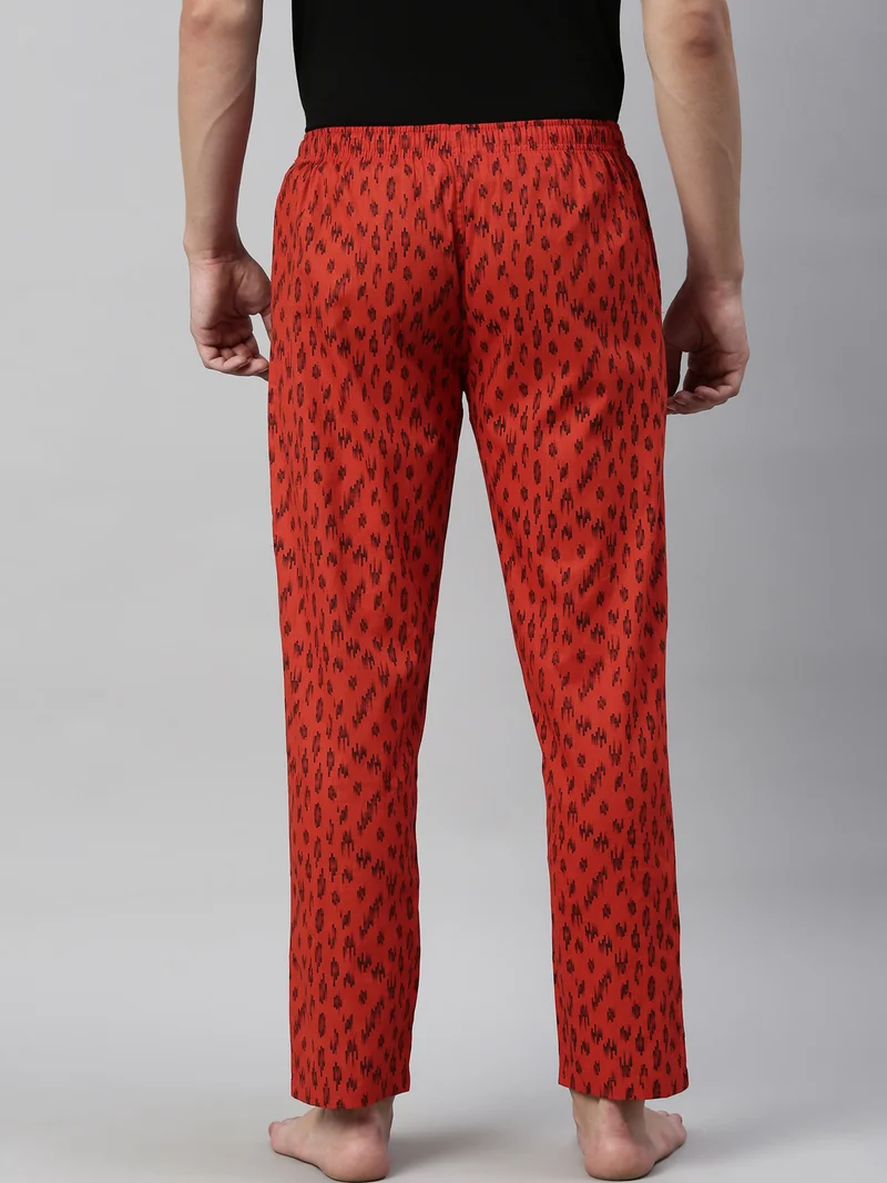 جوفن Men Rust Printed Lounge Pant