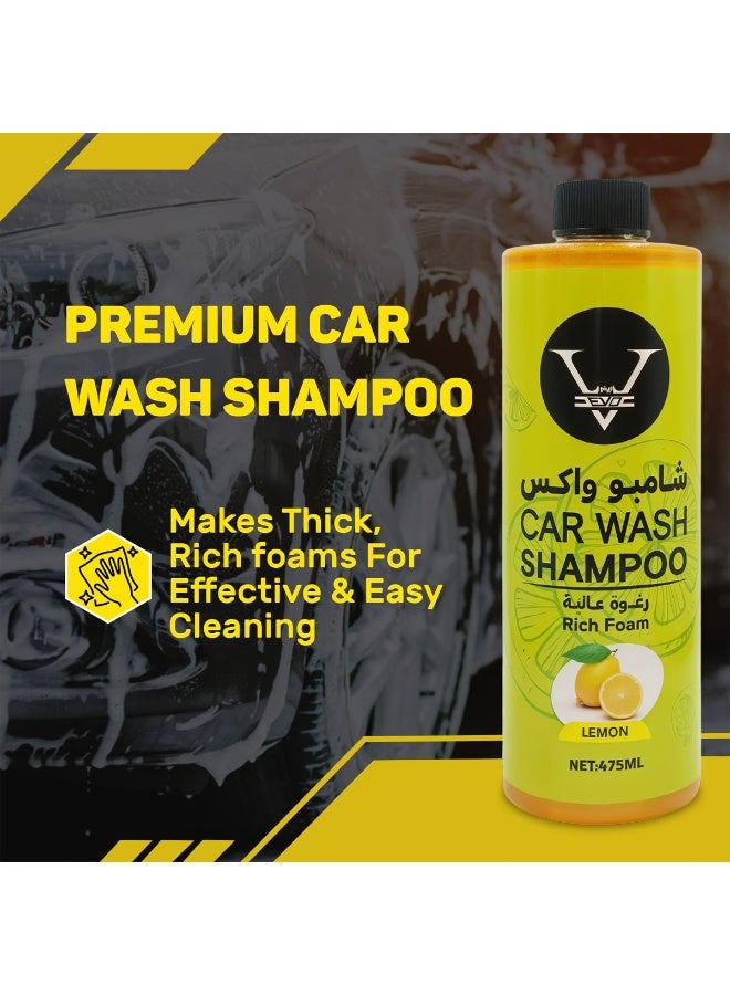 EVO Car Wash Shampoo 475ml Lemon Rich Foam Car Cleaning Liquid Removes Dirt Grime Debris High Foam Vehicle Wash Shampoo for Cars Bikes Exterior Cleaning - Image 5