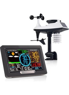 Bluejw Professional Weather Stations Indoor Outdoor Thermometer Wireless Color Display Atomic Clock with Rain Gauge, Wireless Thermometer Weather Station with Outdoor Sensor, Wind Speed and Direction  - Image 1