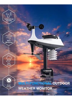Bluejw Professional Weather Stations Indoor Outdoor Thermometer Wireless Color Display Atomic Clock with Rain Gauge, Wireless Thermometer Weather Station with Outdoor Sensor, Wind Speed and Direction  - Image 3