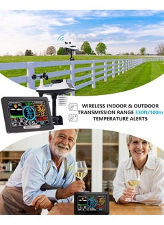 Bluejw Professional Weather Stations Indoor Outdoor Thermometer Wireless Color Display Atomic Clock with Rain Gauge, Wireless Thermometer Weather Station with Outdoor Sensor, Wind Speed and Direction  - Image 4