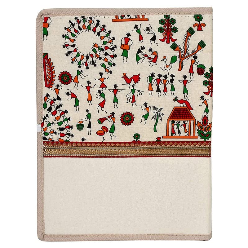 Campio Printed Fabric File Folders for Certificates, Document Holder, Jute Conference Folder (Size: A4, Color: Multicolor Warli Printed) (Pack of 2) - Image 2