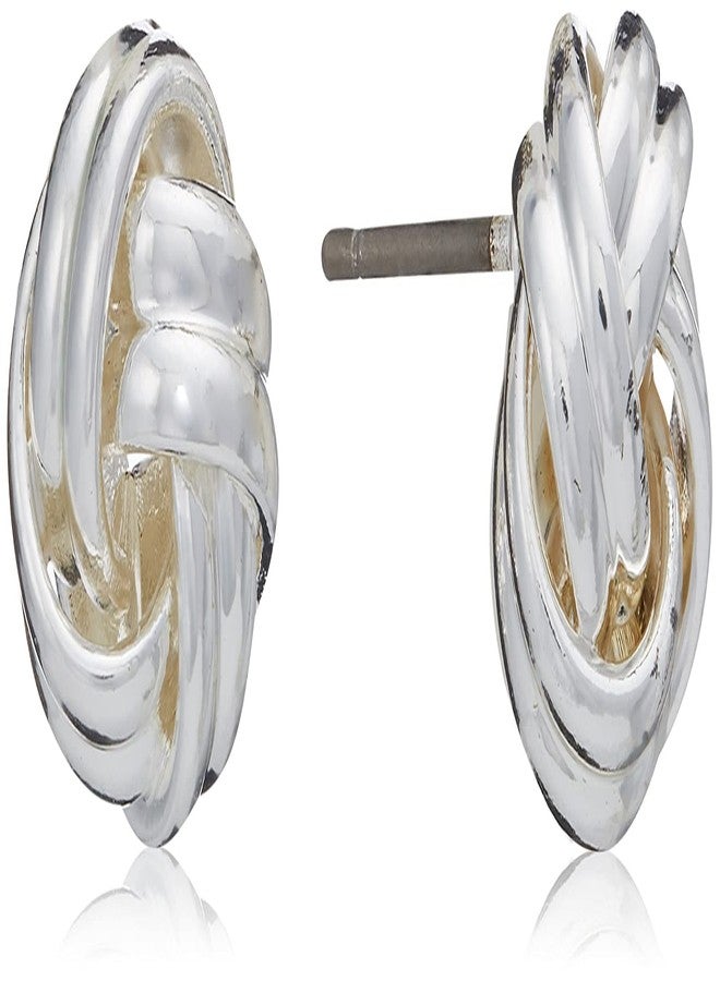 Napier "Classics" Silver-Tone Knot Stud Earrings - Image 1