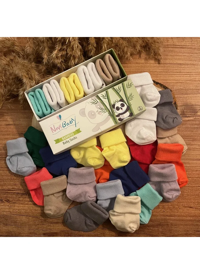 Novibaby 5-Piece Bamboo Newborn Baby Socks I Lemon I 0-6 Months