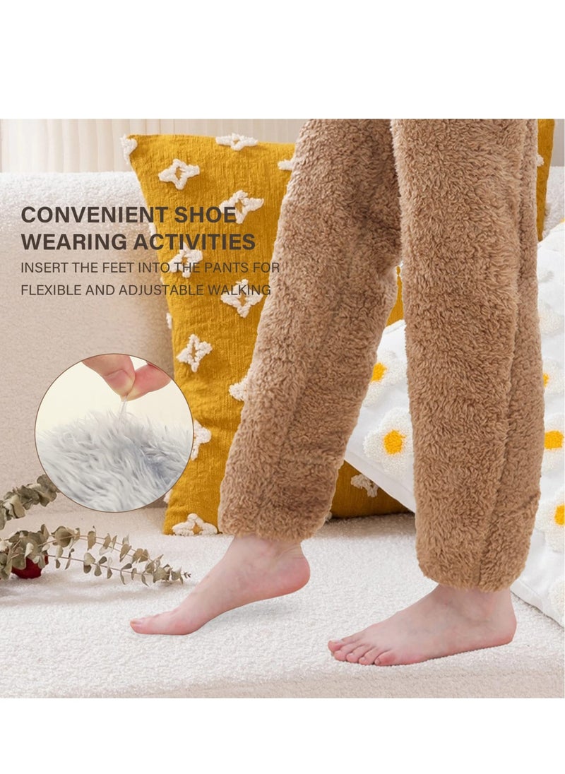 Excefore A Pair of Women's Knitted Thigh High Socks, Extra Long Leg Warmers Stockings, Slipper Stockings Furry Long Leg Warmers, Winter Boot Socks  - Image 5